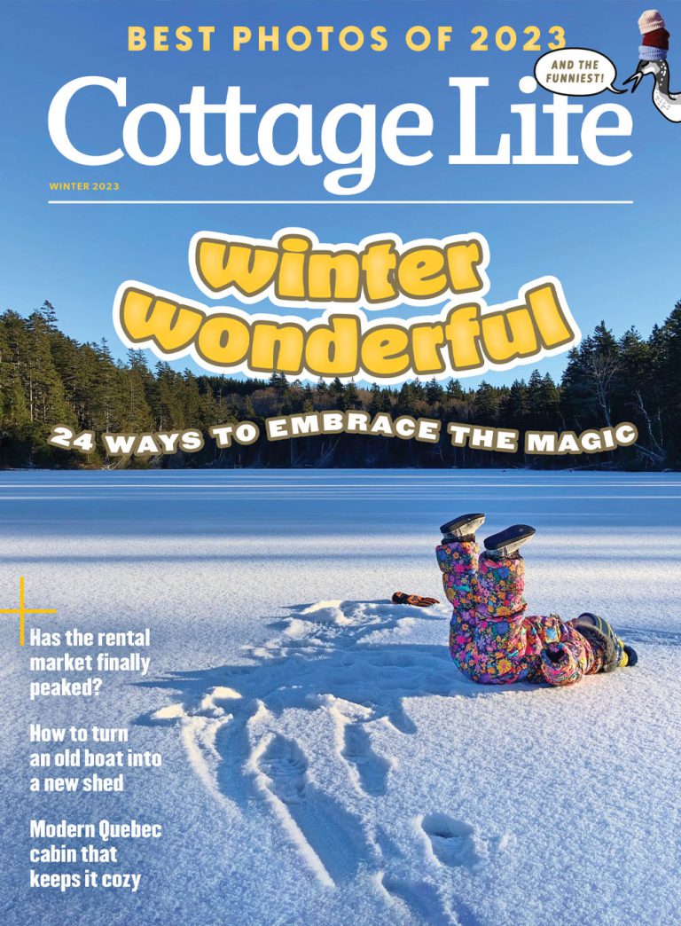 Magazine cover featuring winter cottage scene
